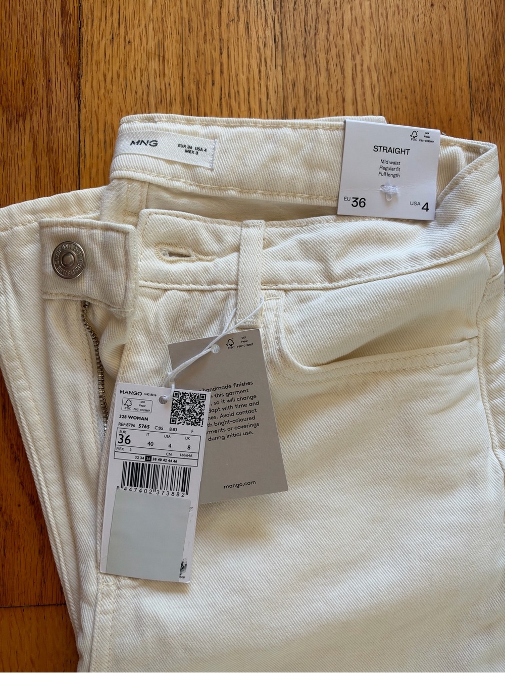 Mango Straight-Leg Jeans in Off-White